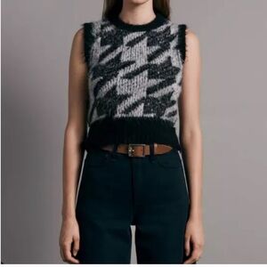 NWOT RAG & BONE Edith Houndstooth Sweater Vest, XS.